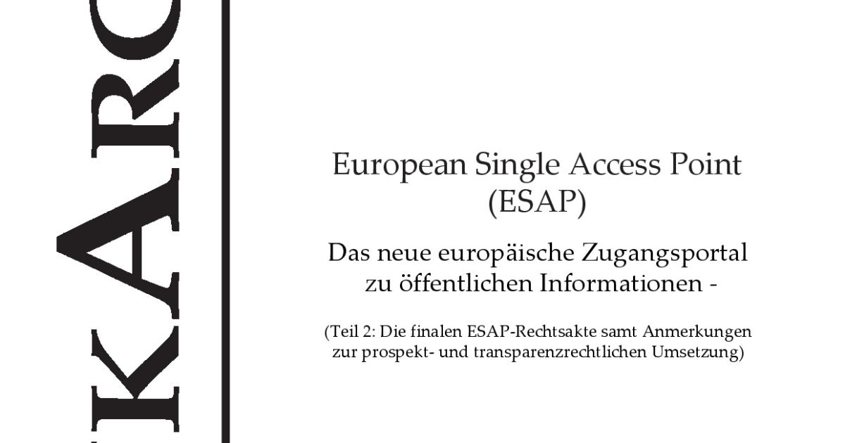 The final ESAP legislation 